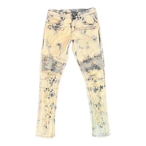 Crysp Men’s Moto Distressed Acid Wash Jeans